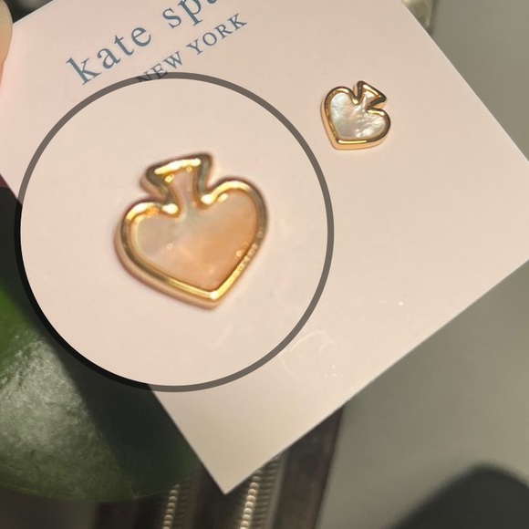 Kate Spade mother of pearl logo earrings studs - Picture 4 of 5